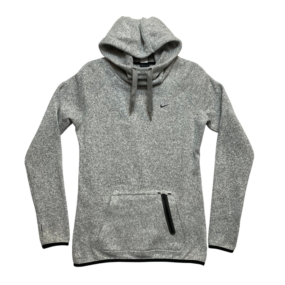 Nike Hoodie Womens M Gray Tech Fleece Scuba Neck Pullover Thumbholes